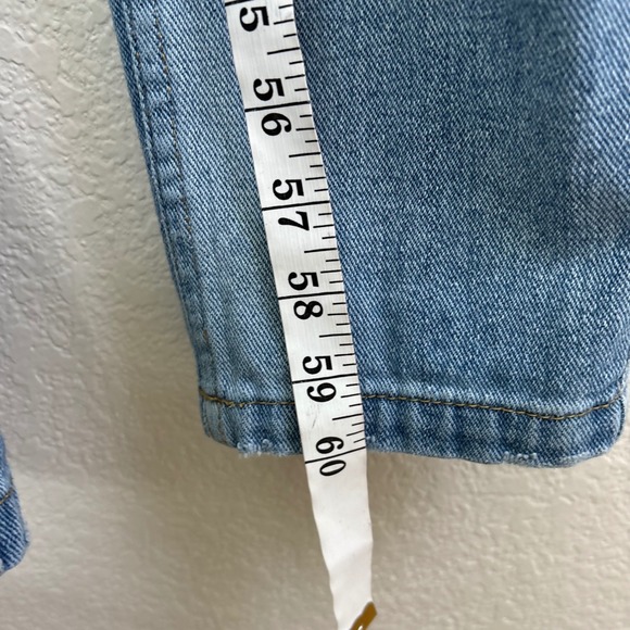 Bullhead Denim Womens M Blue Jean Overalls Distressed Ripped Boyfriend Western - Picture 9 of 12